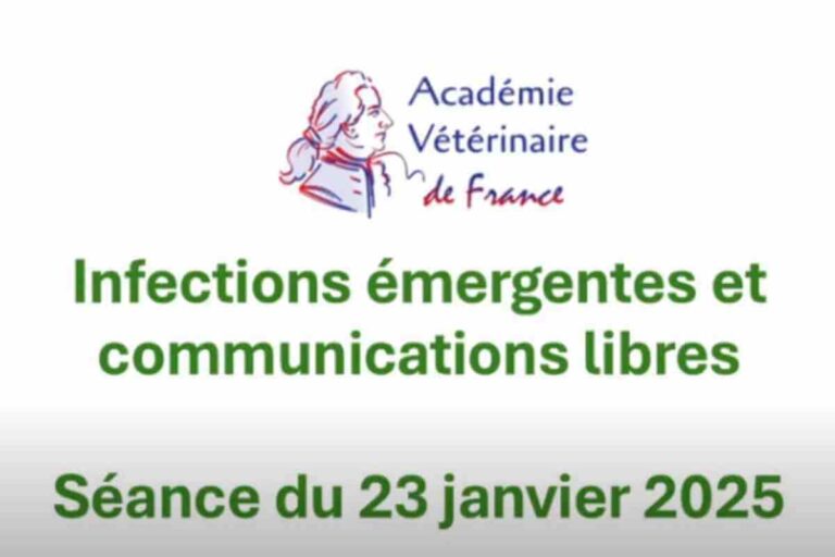 Affiche sur les infections émergentes et les communications libres, Académie Vétérinaire de France, 23 janvier 2025.