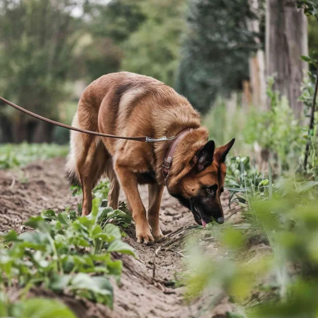 Chien en mission de détection dans un milieu forestier – illustration pour la protection de la biodiversité