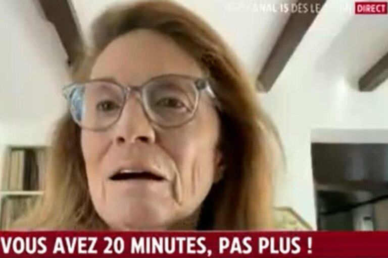 Reha Hutin, présidente de la fondation 30 Millions d’amis, s’exprimant à la télévision à propos de la limite de 20 minutes imposée par la SNCF pour sauver un animal sur les voies.