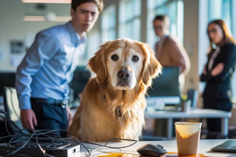 Il voulait juste l’emmener au bureau. Le chien a tout détruit.