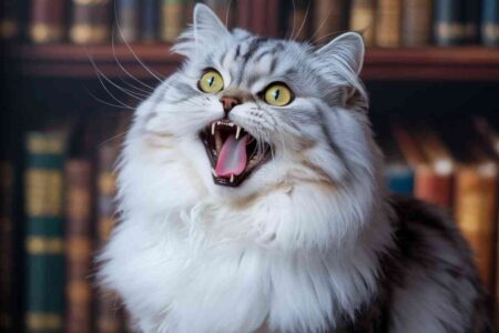 Chat qui miaule intensément, illustrant comment calmer chat qui miaule