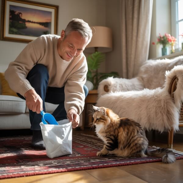 Mon chat fait caca hors de sa litière : comprendre son message nocturne