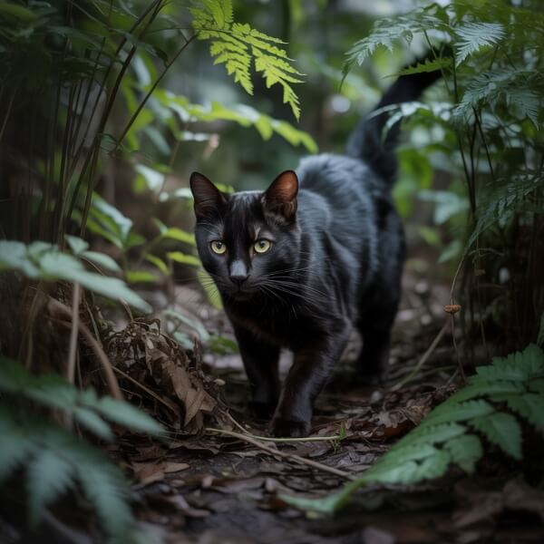 Chat noir ramène une proie dans la gueule, illustrant comment un chat a découvert deux virus