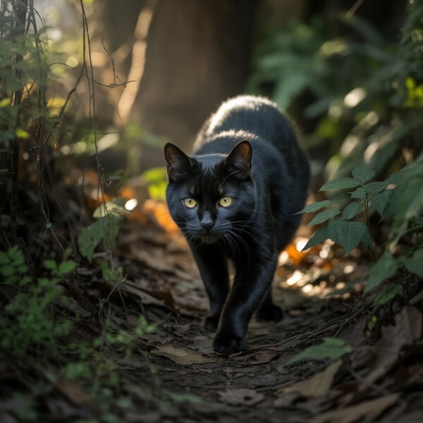 Chat noir ramène une proie dans la gueule, illustrant comment un chat a découvert deux virus