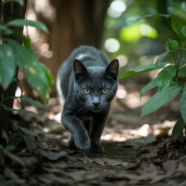 Chat noir ramène une proie dans la gueule, illustrant comment un chat a découvert deux virus