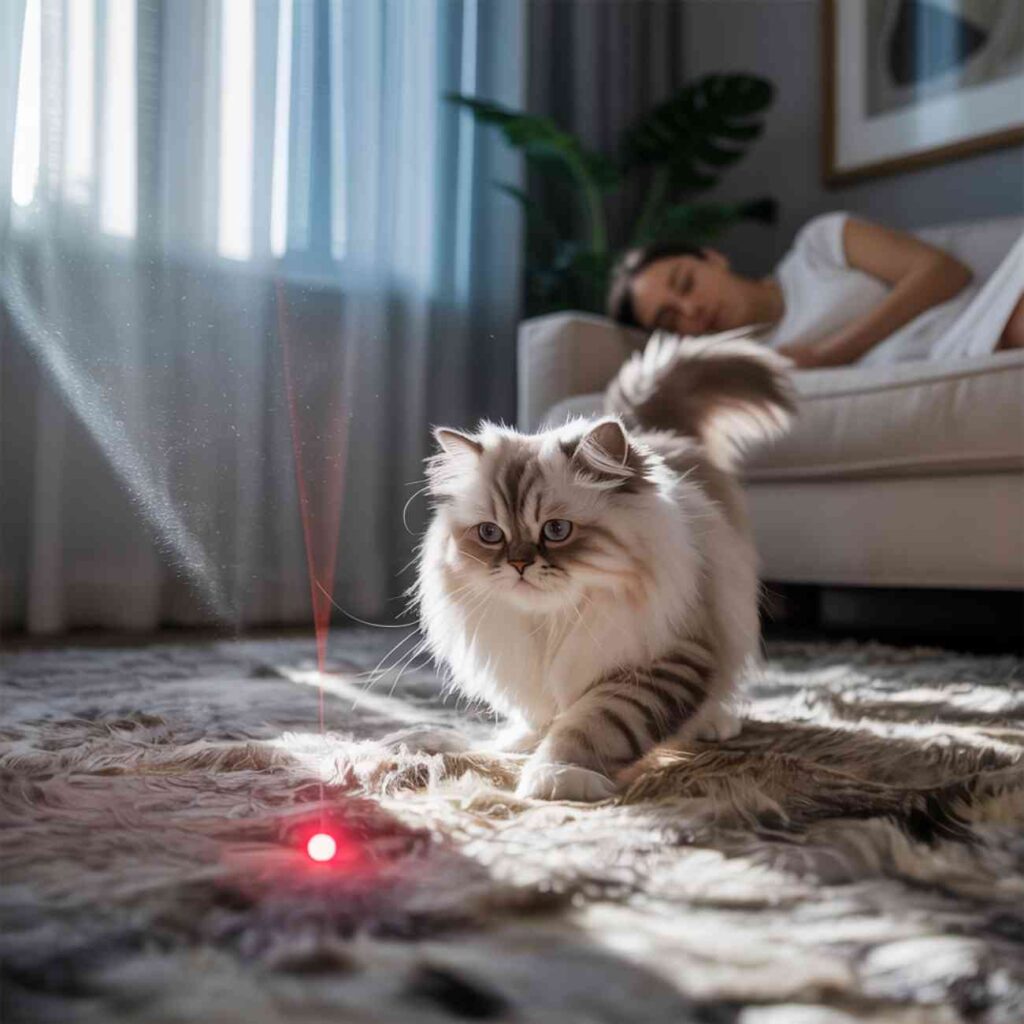 Mon chat miaule tous les matins et joue avec un pointeur laser pendant que je dors