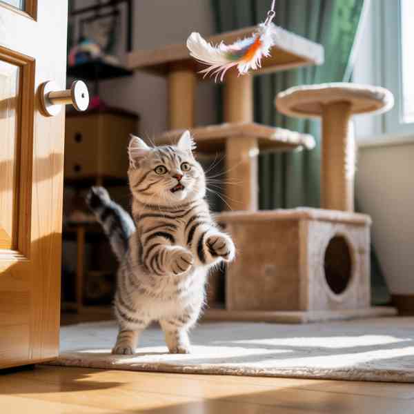 Chat qui miaule à la porte détourné par un jouet interactif
