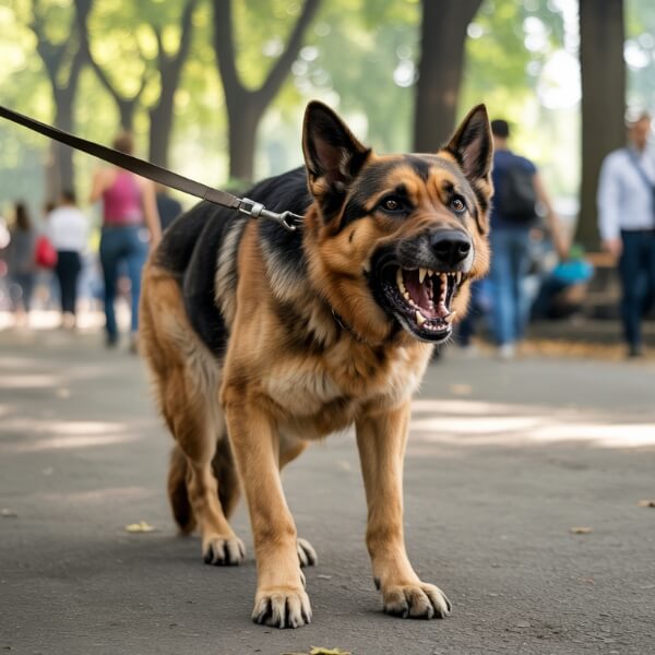 Chien agressif en laisse