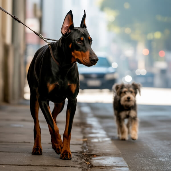 Chien agressif en laisse