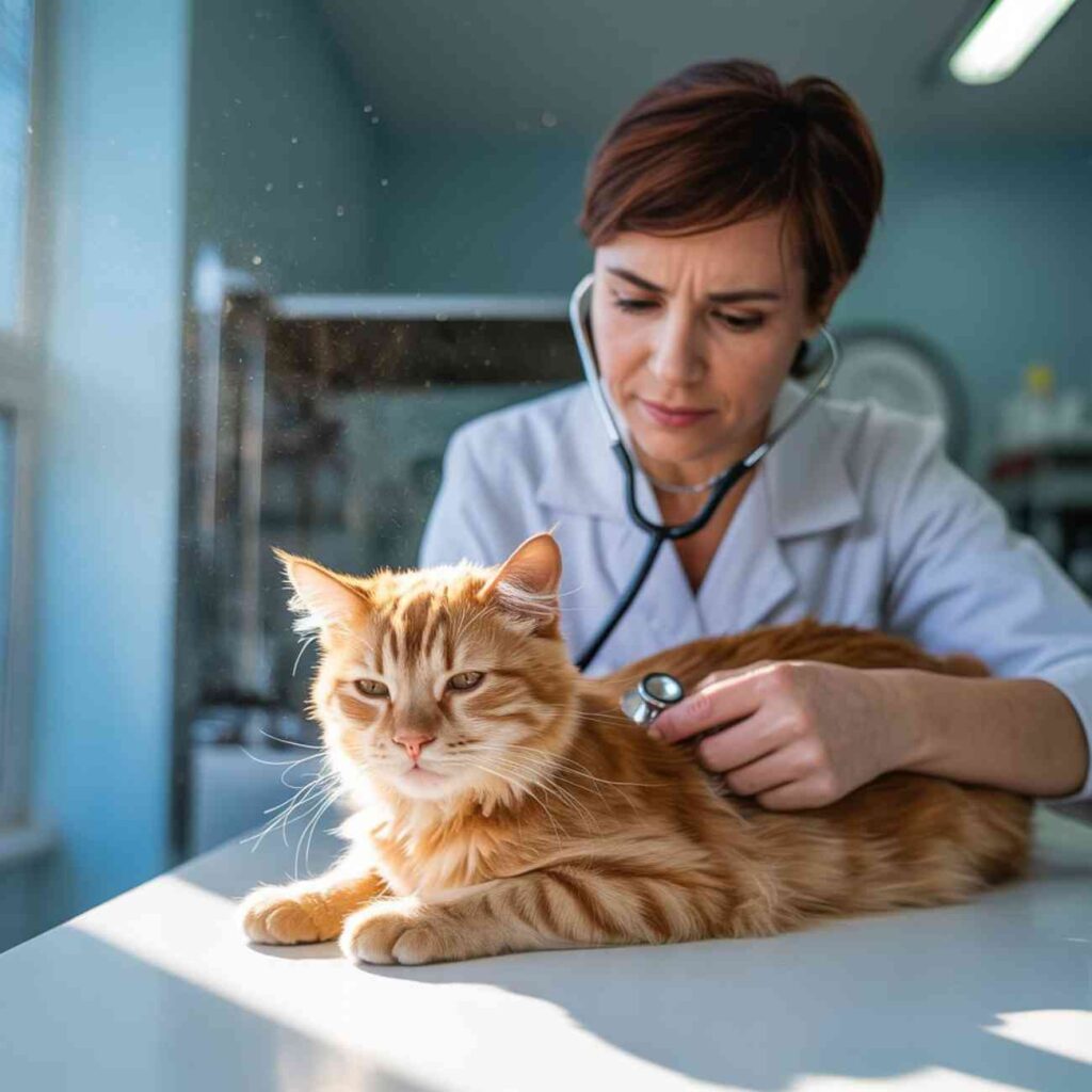mon chat miaule et tourne en rond en consultation chez le vétérinaire