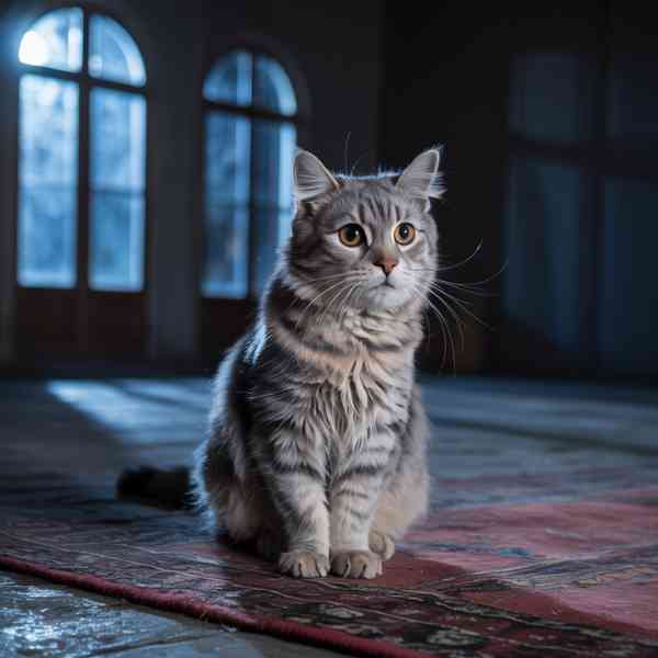 Chat âgé qui miaule beaucoup dans une pièce sombre
