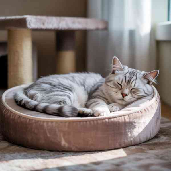 Chat âgé qui miaule beaucoup apaisé dans un lit douillet