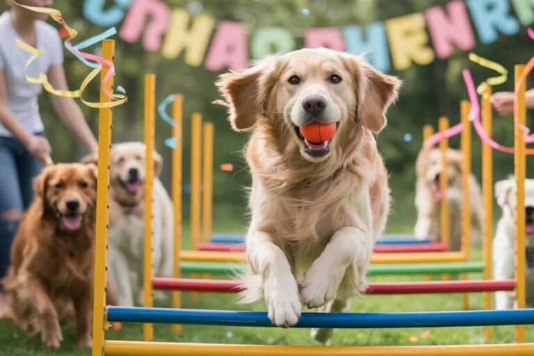 llustration chien heureux jouant au parcours d’agility – image générique Dog Party chevannes 2025