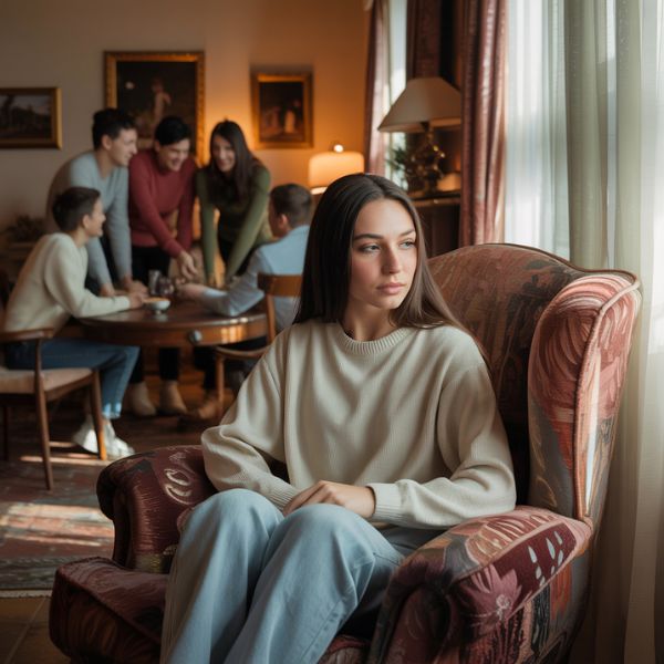 femme dans son coin manquant de presence