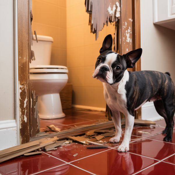 Chien destructeur seul à la maison